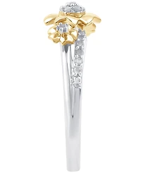 Diamond Flower Ring (1/6 ct. t.w.) Sterling Silver & 14k Gold-Plate
