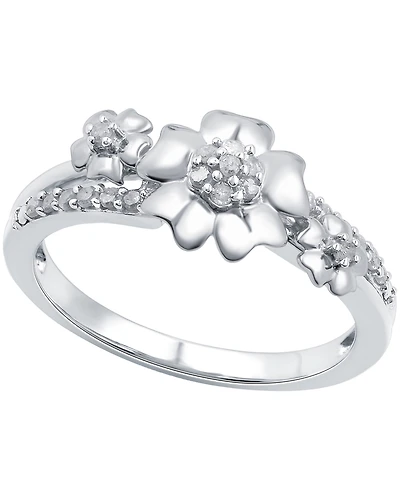 Diamond Flower Ring (1/6 ct. t.w.) Sterling Silver