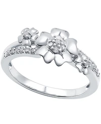 Diamond Flower Ring (1/6 ct. t.w.) Sterling Silver