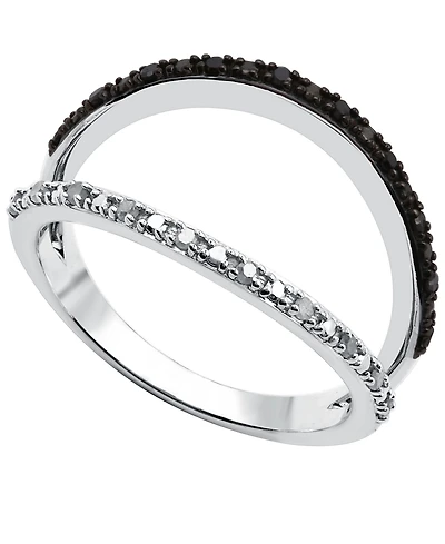 Black Diamond (1/10 ct. t.w.) & White Split Ring Sterling Silver