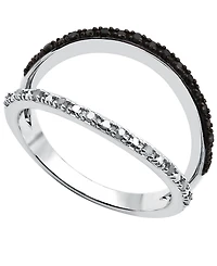 Black Diamond (1/10 ct. t.w.) & White Split Ring Sterling Silver