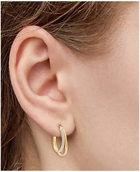 Marsala Diamond & Polished Double Oval Hoop Earrings (1/4 ct. t.w.) in Sterling Silver & 14k Gold-Plate