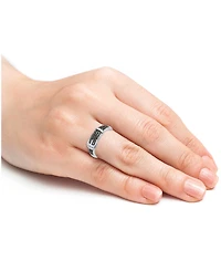 Black Diamond (1/8 ct. t.w.) & White Accent Buckle Ring Sterling Silver
