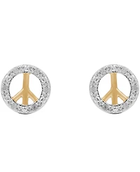 Diamond Peace Sign Stud Earrings (1/10 ct. t.w.) in Sterling Silver & 14k Gold-Plate