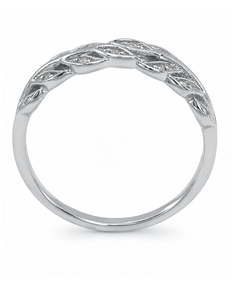 Diamond Leaf Band (1/10 ct. t.w.) Sterling Silver