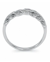 Diamond Leaf Band (1/10 ct. t.w.) Sterling Silver