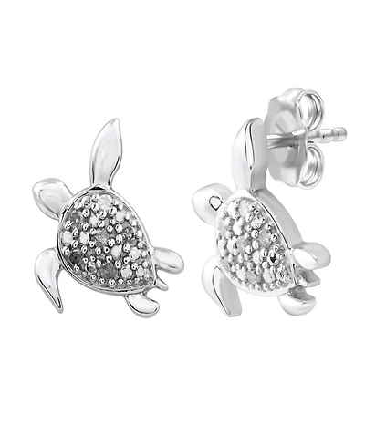 Diamond Turtle Stud Earrings (1/10 ct. t.w.) in Sterling Silver