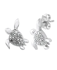 Diamond Turtle Stud Earrings (1/10 ct. t.w.) in Sterling Silver