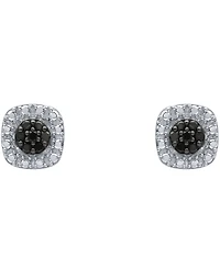 Black Diamond Cluster Square Stud Earrings (1/6 ct. t.w.) in Sterling Silver