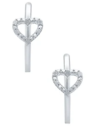 Diamond Heart Hoop Earrings (1/10 ct. t.w.) in Sterling Silver