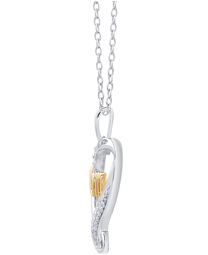Diamond Mom Heart 18" Pendant Necklace (1/10 ct. t.w.) in Sterling Silver & Gold-Plate