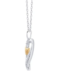 Diamond Mom Heart 18" Pendant Necklace (1/10 ct. t.w.) in Sterling Silver & Gold-Plate