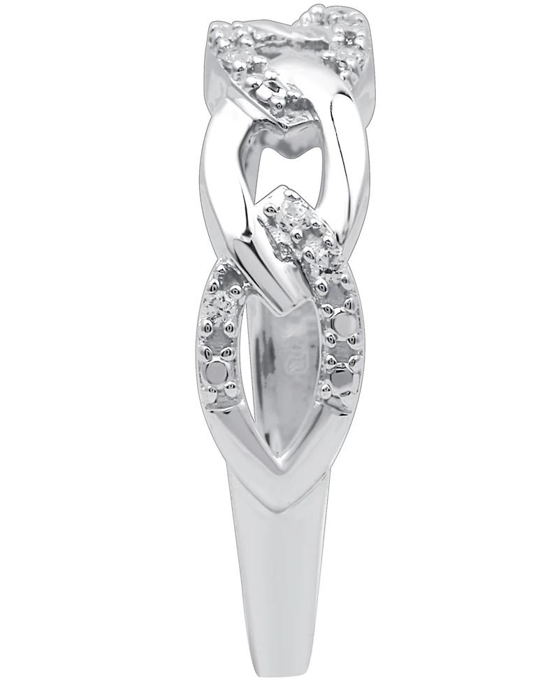 Diamond Link Band Ring (1/10 ct. t.w.) Sterling Silver