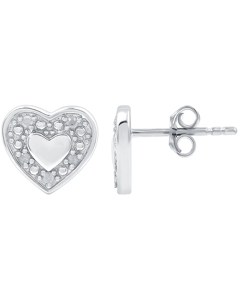 Diamond Heart Stud Earrings (1/10 ct. t.w.) in Sterling Silver
