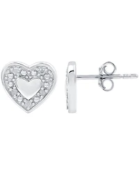 Diamond Heart Stud Earrings (1/10 ct. t.w.) in Sterling Silver