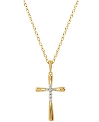 Diamond Cross 18" Pendant Necklace (1/10 ct. t.w.) in 14k Gold-Plated Sterling Silver