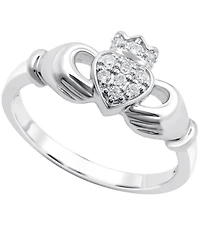 Diamond Claddagh Ring Sterling Silver (1/10 ct. t.w.)