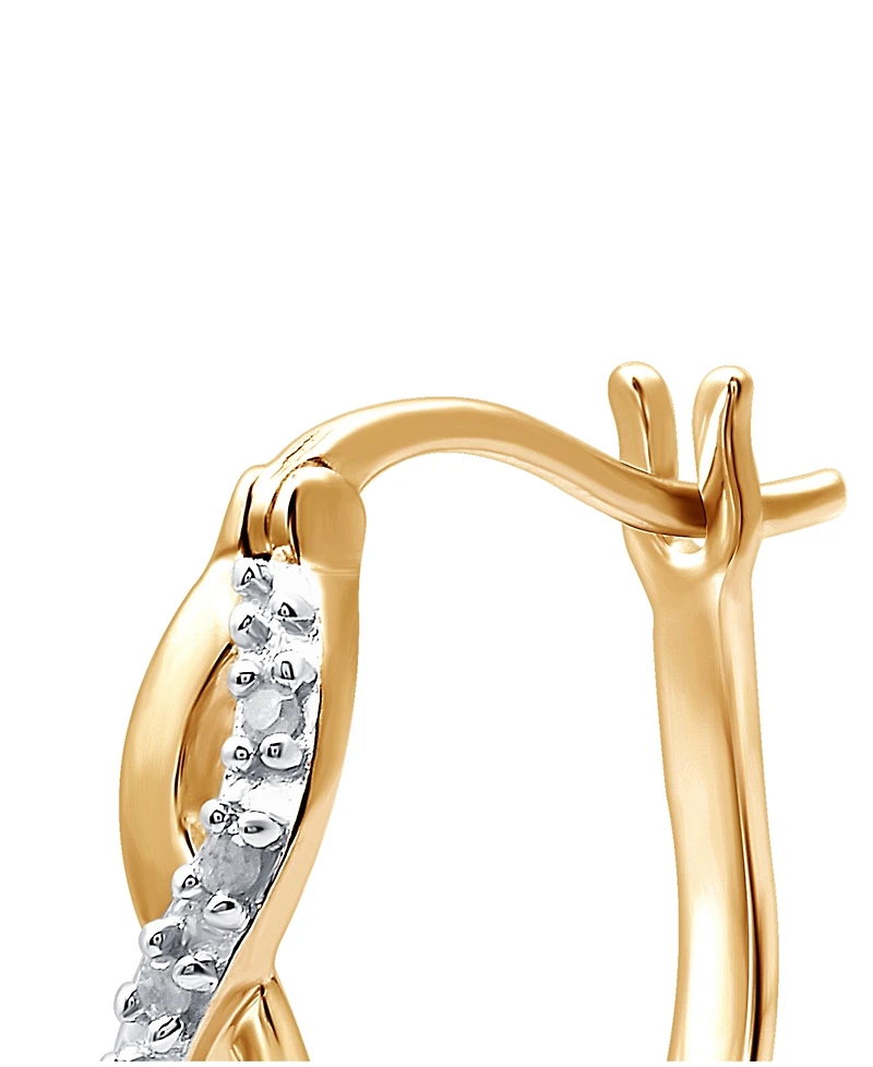 Diamond Infinity Hoop Extra Small Earrings in 18k Gold and Sterling Silver (1/10 ct. t.w.)