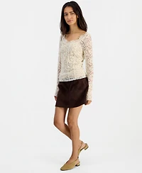 And Now This Women's Lace Long-Sleeve Corset Top, Macy's Exclusive