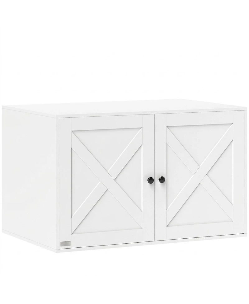 Ruie Cat Litter Box Furniture Enclosure with Barn Door and Tabletop