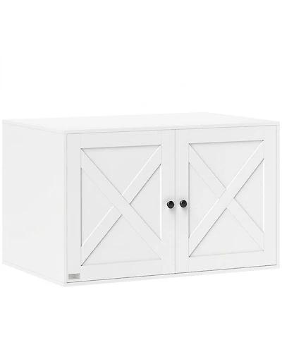 Ruie Cat Litter Box Furniture Enclosure with Barn Door and Tabletop