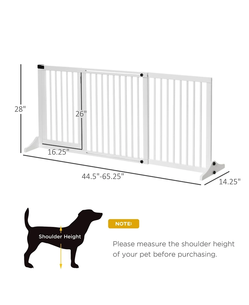 Ruie Adjustable Freestanding Wooden Pet Gate with Lockable 3-Panel Door