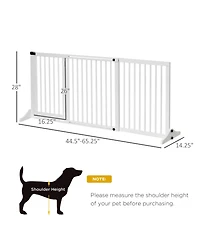 Ruie Adjustable Freestanding Wooden Pet Gate with Lockable 3-Panel Door