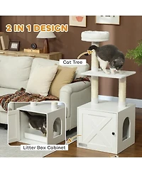Ruie Cat Tree with Litter Box Enclosure Scratching Posts and Bed