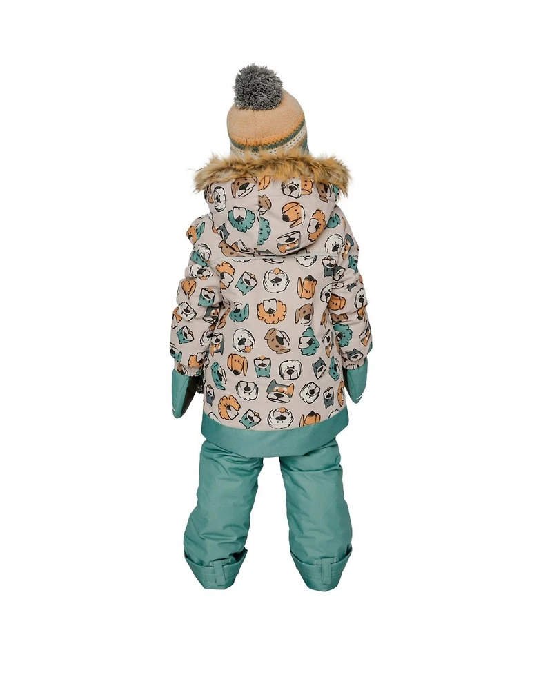 Deux par Little and Big Boy 6-8 Two Piece Discover Snowsuit Printed with Dogs