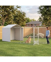 Ruie Galvanized Chain Link Outdoor Dog Kennel with Waterproof Cover