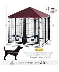 Ruie Outdoor Dog Kennel Playpen with Rotating Bowls and Cover