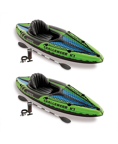 Intex Challenger K1 1-Person Inflatable Sporty Kayak w/ Oars And Pump (2 Pack)