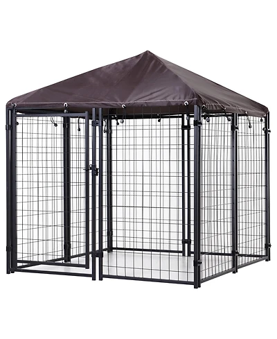 Ruie Heavy Duty Outdoor Dog Kennel Welded Wire Dog Run with Waterproof Roof