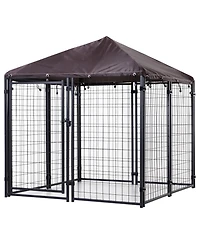 Ruie Heavy Duty Outdoor Dog Kennel Welded Wire Dog Run with Waterproof Roof