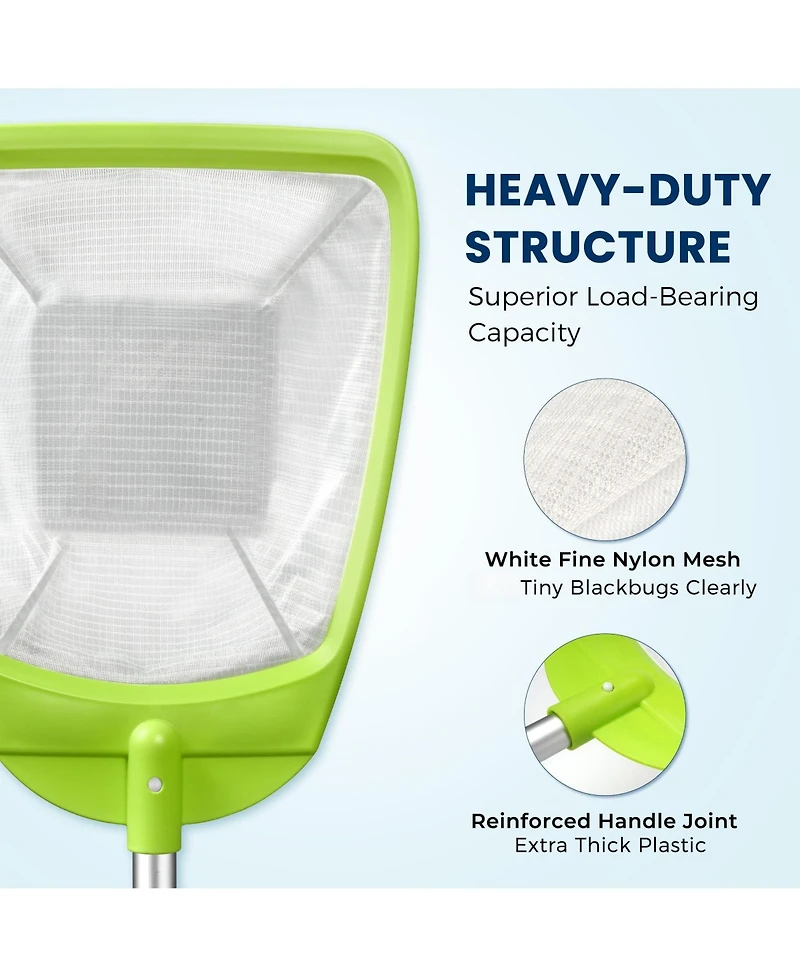 Xdovet Pool Skimmer Net Leaf Rake Aluminum Pole