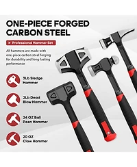 Xdovet Hammer Set Carbon Steel Rubber Grip