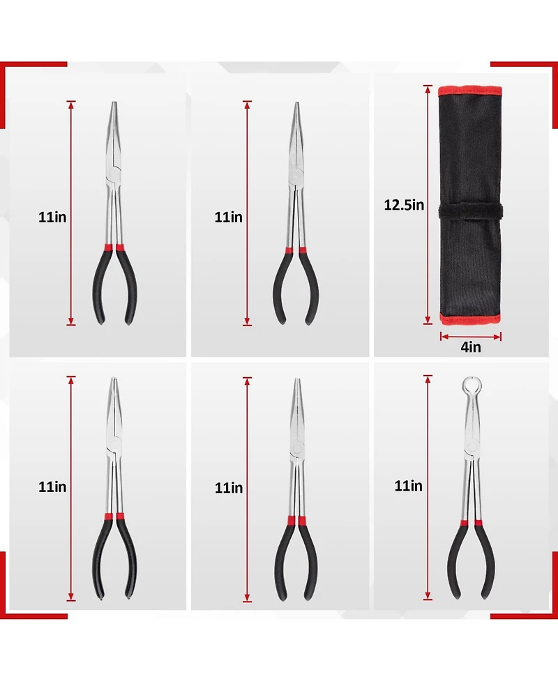 Xdovet Bent Nose Pliers 11 Inches Extra Long Set Straight Circle Precision Work