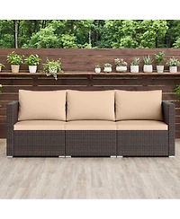 Sugift 3 Pieces Patio Sectional Sofa Set with Soft Cushions