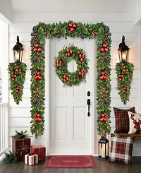 Puleo International 26" Battery-Operated Pre-Lit Artificial Wreath