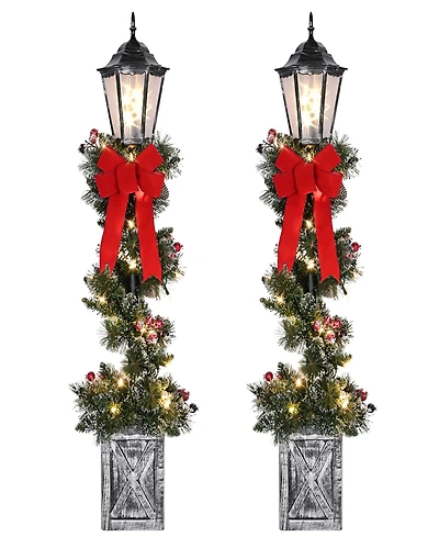 Puleo International Set of 2 Pre-Lit 4-Foot Frosted Spiral Artificial Christmas Trees