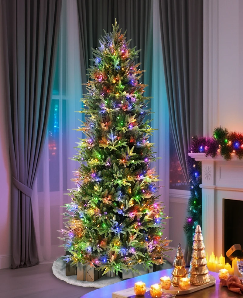 Puleo International 7.5" Pre-Lit Artificial Fraser Fir Slim Tree