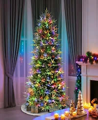 Puleo International 7.5" Pre-Lit Artificial Fraser Fir Slim Tree