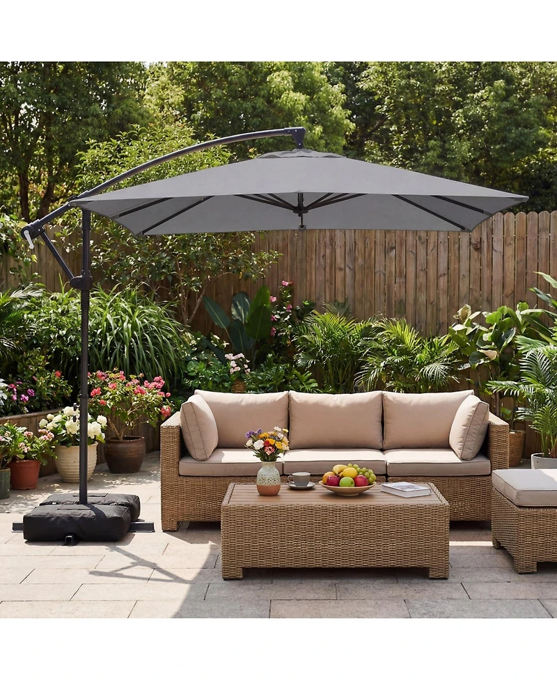 Sugift Offset Cantilever Square Patio Umbrella with 360 Rotation and Crank