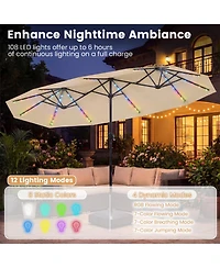 Sugift Double-Sided Patio Solar Color Changing Led Umbrella with Crank Lift