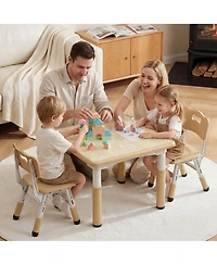 Kinder King Kids Height-Adjustable Table and Chairs Set with 31.5''W Easy-Clean Top