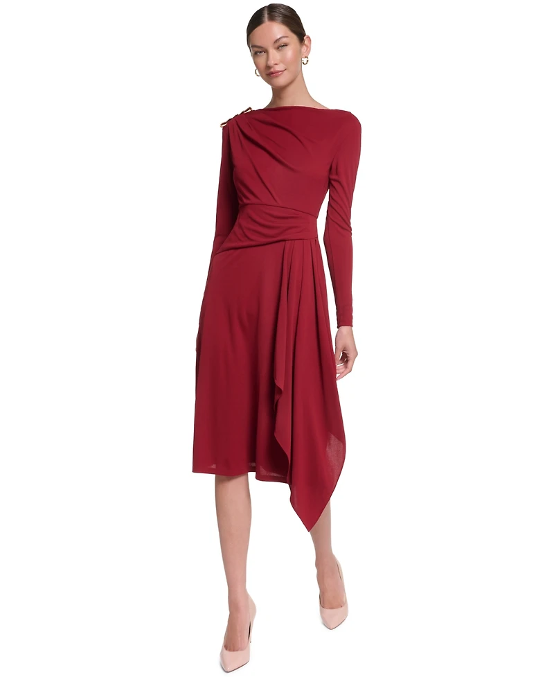 Halston Women's Boat Neck Jersey Dress