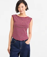On 34th Women's Stripe Boat-Neck Tank, Created for Macy's