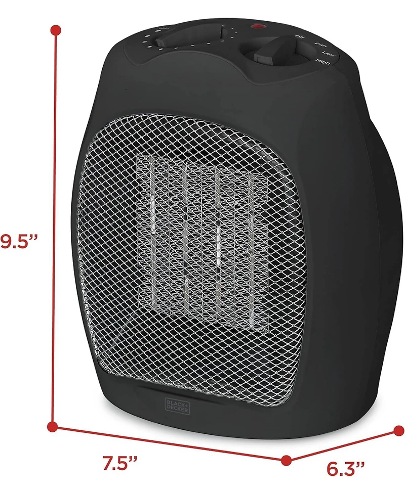 Black+Decker 1500W Portable Space Heater, Black