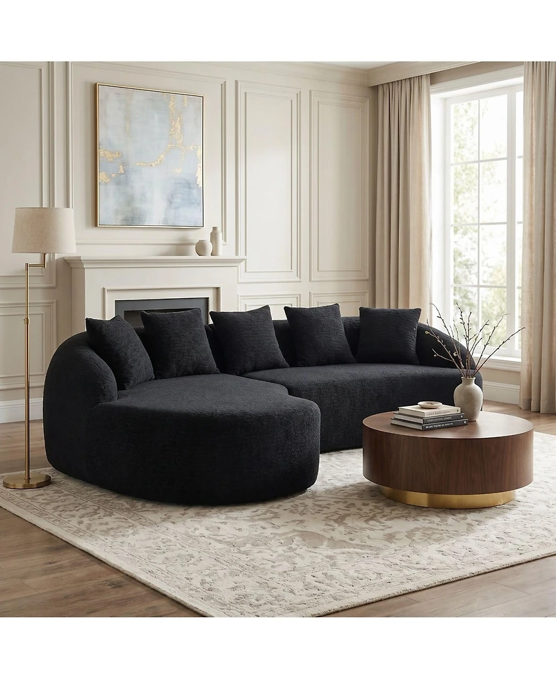 Sailvan L-Shape Sectional Sofa with Curved Chaise, Modular Chenille Compression Couch