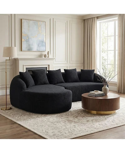 Sailvan L-Shape Sectional Sofa with Curved Chaise, Modular Chenille Compression Couch